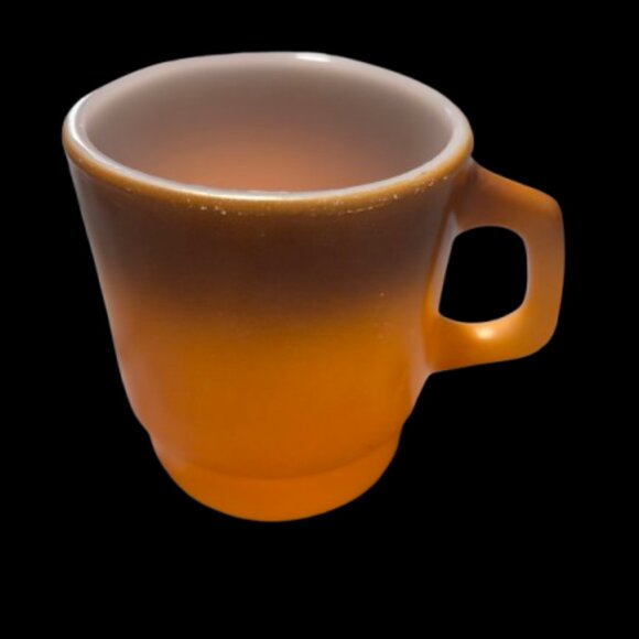 Vintage Anchor Hocking Fire King Orange & Brown Stackable Mug - Picture 2 of 3